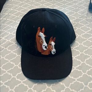 Vintage Horse Embroidered Baseball Cap w/Horse Design. Horse Shadow on right.
